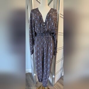 Golden Shirred Jumpsuit